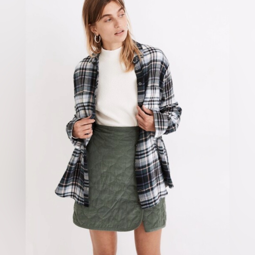 Madewell Medium midnight green flannel Sunday shirt in cronston Plaid
